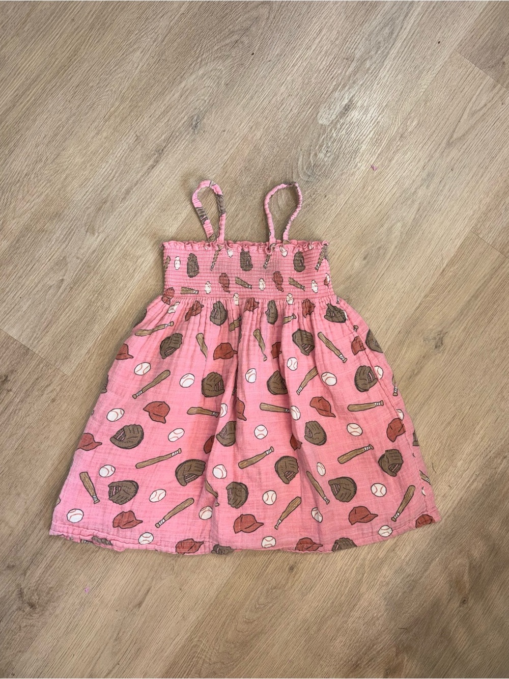 Angel Dear Pink Baseball Print Sundress